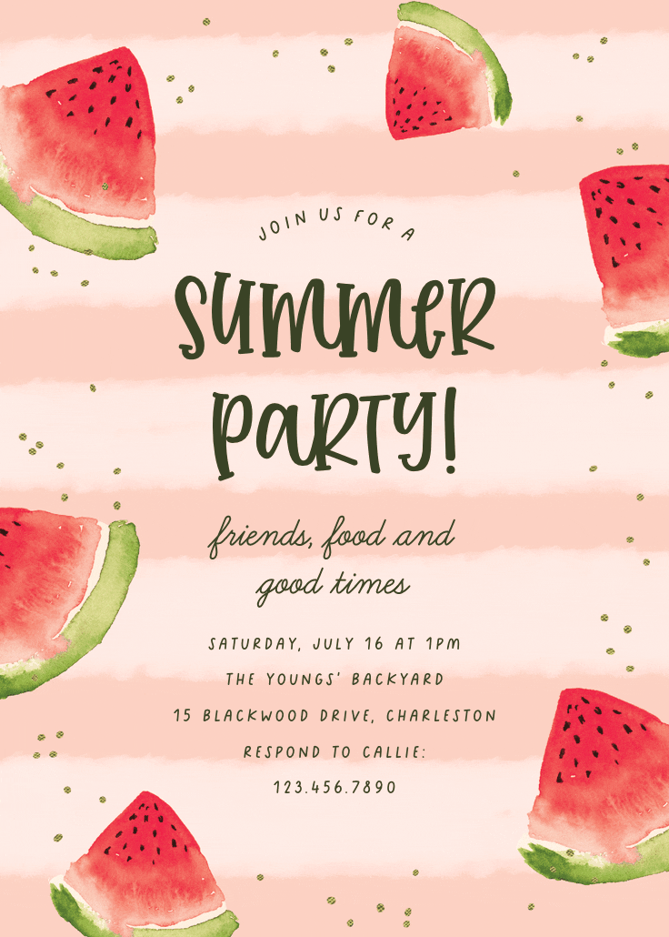 Melon party - pool party invitation